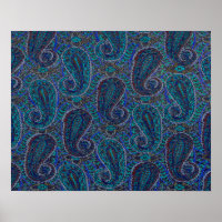 Paisley Blå Indisk Boho Konst Mönster
