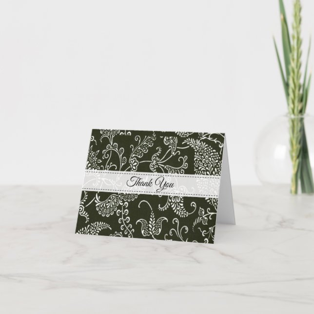 Paisley Black and White Monogram Initial Tack Kort (Framsida)