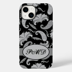 Paisley Black Grått Modern Monogram Namn