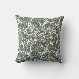 Paisley Black White Detaljerad Snöre Mönster Cushi Kudde