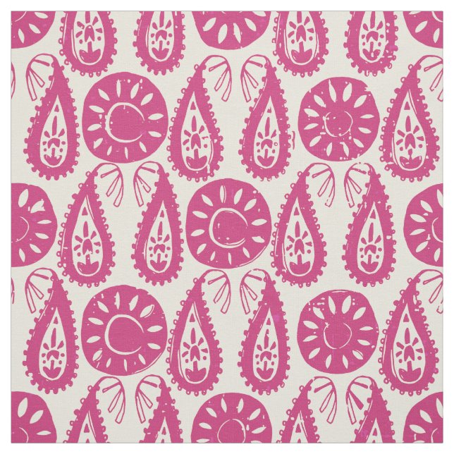 paisley block rosa elfenben tyg (Provkarta)