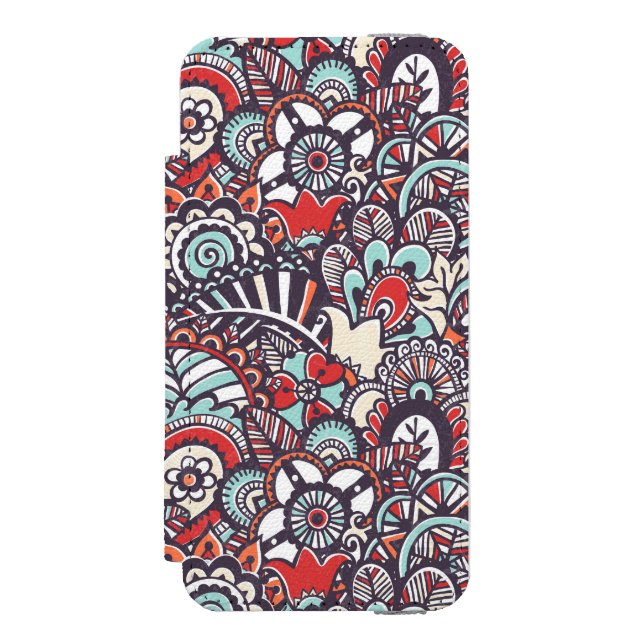 Paisley blom- klottermönster incipio iPhone wallet skal (Folio Framsidan)