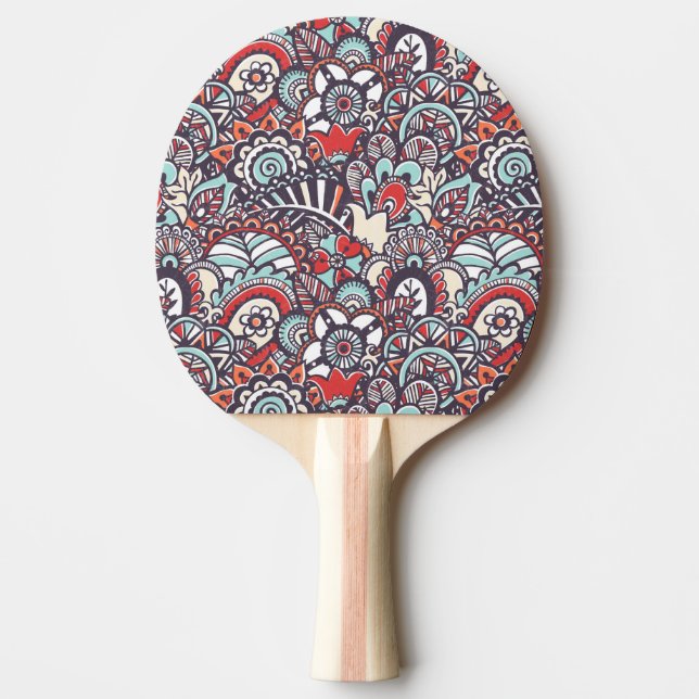Paisley blom- klottermönster pingisracket (Framsidan)