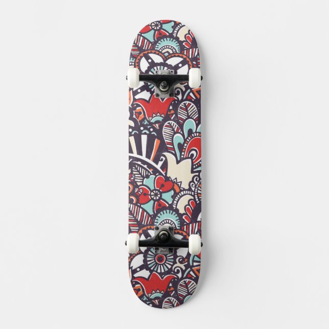 Paisley blom- klottermönster skateboard bräda 20,5 cm (Framsida)