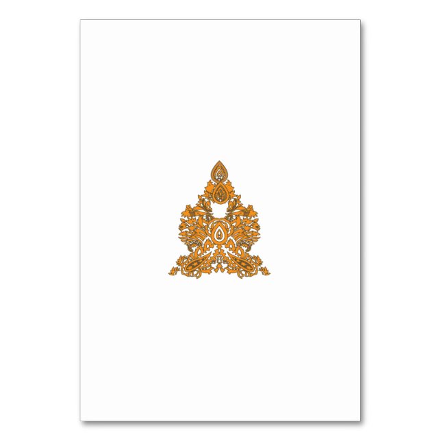 Paisley Blommigt Art ・ Orange Boho Decor Bordsnummer (Baksidan)