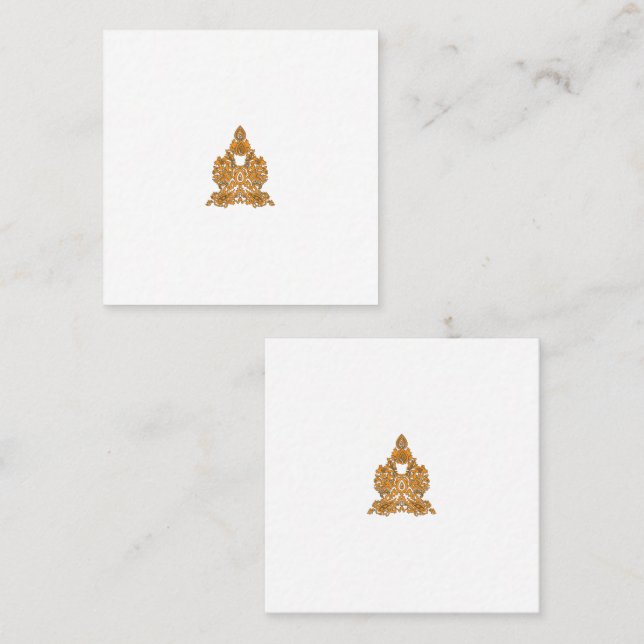 Paisley Blommigt Art ・ Orange Boho Decor Fyrkantigt Visitkort (Fram/baksida)