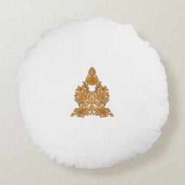 Paisley Blommigt Art ・ Orange Boho Decor Rund Kudde