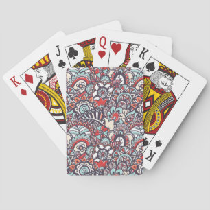 Paisley Blommigt Doodle Mönster Casinokort