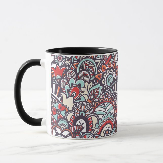 Paisley Blommigt Doodle Mönster Mugg (Vänster)