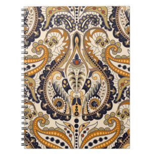 Paisley-Blommigt: Färglös, sömlös design Anteckningsbok
