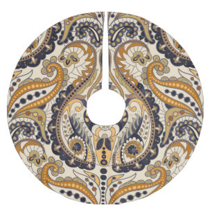 Paisley-Blommigt: Färglös, sömlös design Julgransmatta Borstad Polyester
