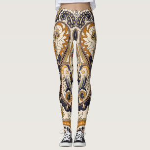 Paisley-Blommigt: Färglös, sömlös design Leggings