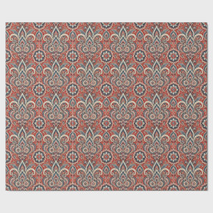 Paisley Blommigt Fusion in Red, White and Blue Presentpapper