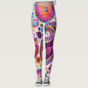 Paisley Blommigt Indian Seamless Ornament Leggings