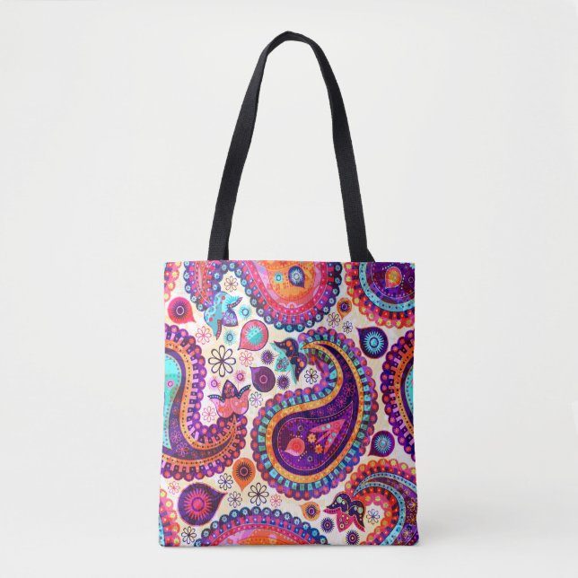 Paisley Blommigt Indian Seamless Ornament Tygkasse (Framsida)