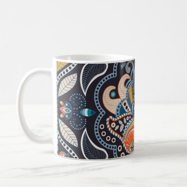 Paisley Blommigt: Mörk Indiska Mönster Kaffemugg (Vänster)