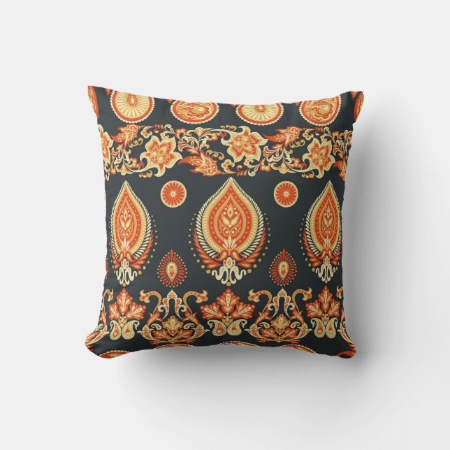 Paisley Blommigt: Oriental Ethnic Seamless Kudde (Framsida)