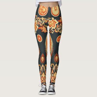 Paisley Blommigt: Oriental Ethnic Seamless Leggings