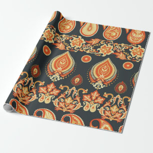 Paisley Blommigt, orientaliskt, etniskt Mönster. Presentpapper