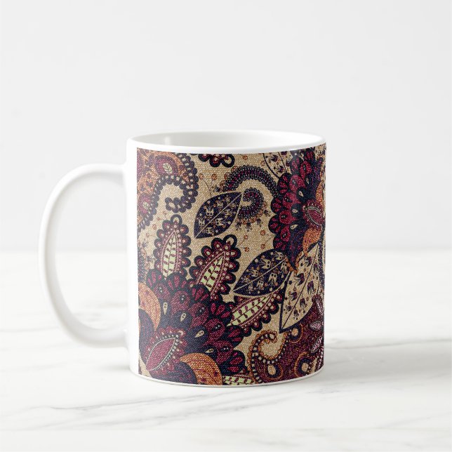 Paisley blommigt sömlös mönster med dekorativ fl kaffemugg (Vänster)