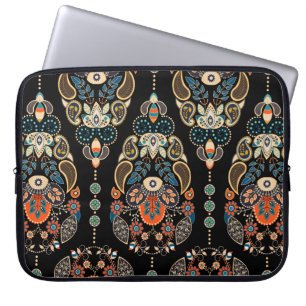 Paisley blommigt sömlös mönster. Mörkens bakgrund Laptop Fodral