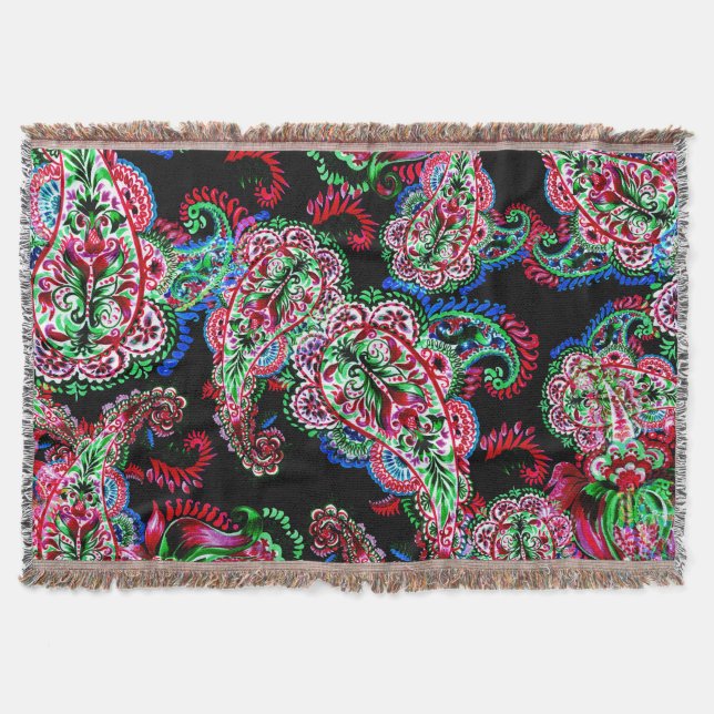 Paisley Blommönster, Ethnic Background. Filt (Framsidan)