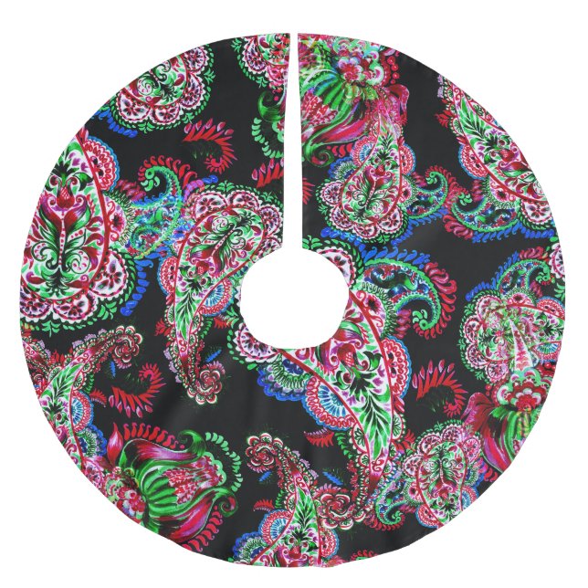 Paisley Blommönster, Ethnic Background. Julgransmatta Borstad Polyester (Framsidan)