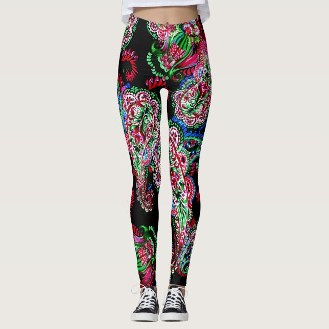 Paisley Blommönster, Ethnic Background. Leggings (Framsida)
