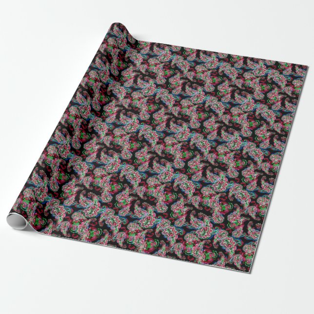 Paisley Blommönster, Ethnic Background. Presentpapper (Utrullad)