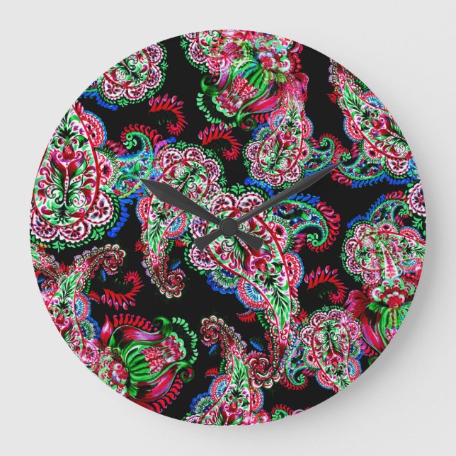 Paisley Blommönster, Ethnic Background. Stor Klocka (Framsida)