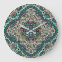 Paisley blommönster teal silver rosa bohemian