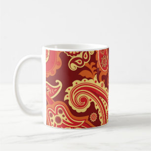 Paisley, blommor: sömlös mönster utan prydnadsföre kaffemugg