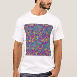 Paisley Bloom Målning – Levande Blommig Fusion T Shirt