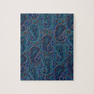 Paisley Blue Indian Boho Art Mönster Pussel
