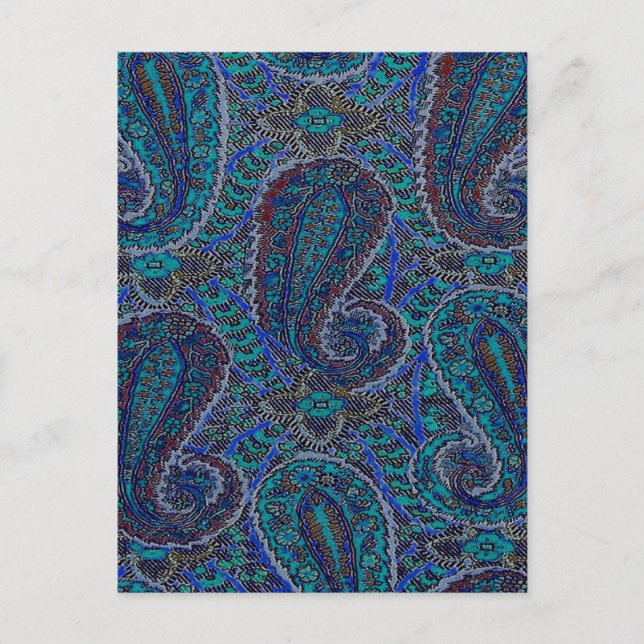 Paisley Blue Indian Boho Art Mönster Vykort (Framsida)