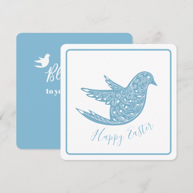 Paisley Bluebird Easter greeting card Julkort (Fram/baksida)