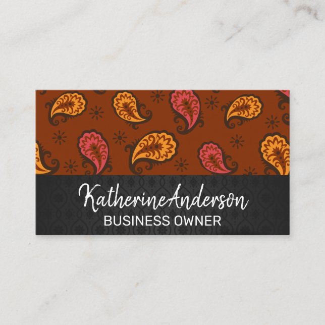 Paisley Brown Mönster Tidsbeställning Kort (Framsida)