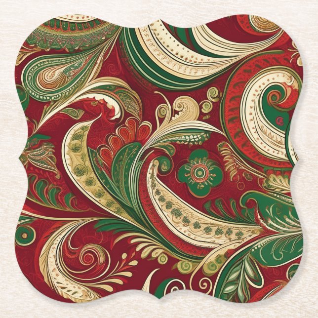 Paisley Burgunder Underlägg Papper (Framsida)