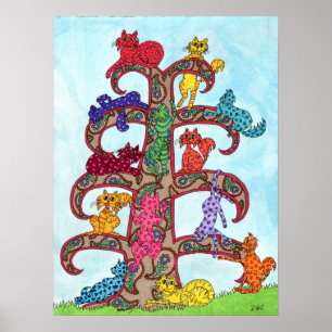Paisley Cat Livets träd Poster