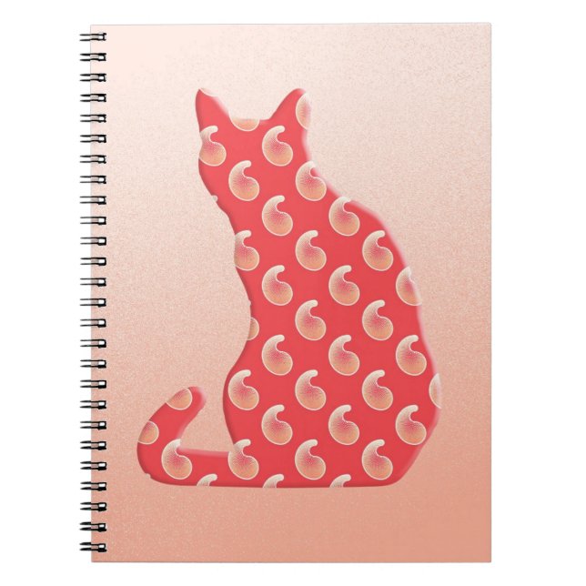 Paisley Cat - orange av korall Anteckningsbok (Framsidan)