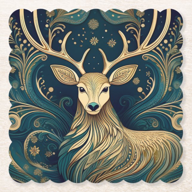 Paisley Deer Coaster Underlägg Papper (Framsida)
