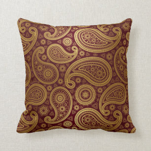 Paisley Deluxe   burgundy guld Kudde