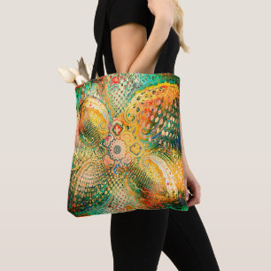 Paisley-design i livfulla gula och gröna nyanser tygkasse