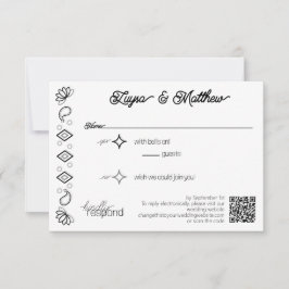Paisley Diamond Simple White Black QR Code OSA Kort