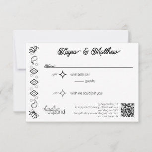 Paisley Diamond Simple White Black QR Code OSA Kort