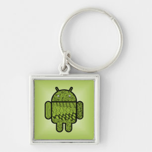 Paisley Doodle-tecken för Android™ Fyrkantig Silverfärgad Nyckelring
