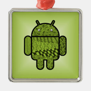 Paisley Doodle-tecken för Android™ Julgransprydnad Metall