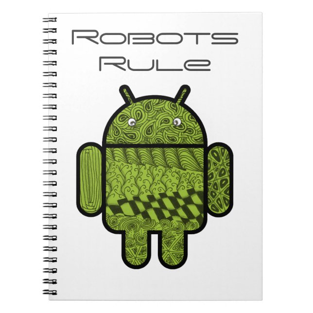 Paisley Doodle-tecken för Android™-roboten Anteckningsbok Med Spiral (Framsidan)