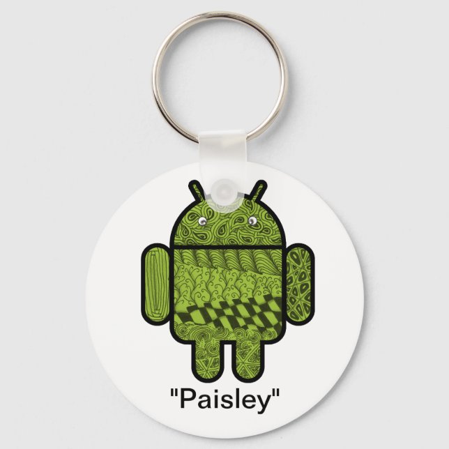 Paisley Doodle-tecken för Android™-roboten Nyckelring (Framsida)