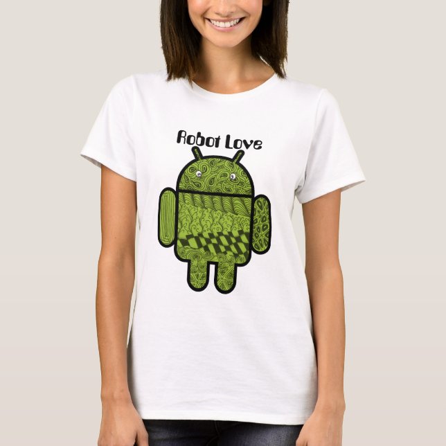 Paisley Doodle-tecken för Android™-roboten Tee (Framsida)